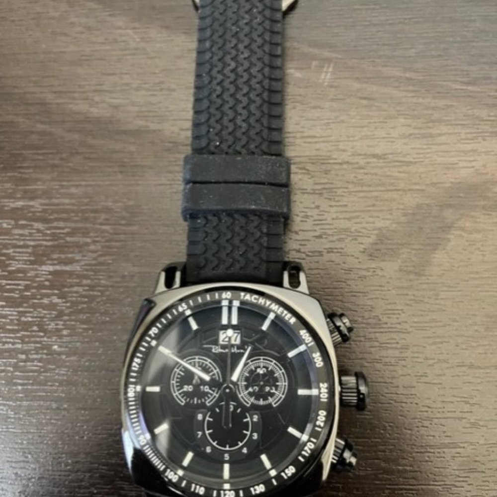 Ritmo Mundo Racer Men's Watch Black Dial with Black Rubber Strap
